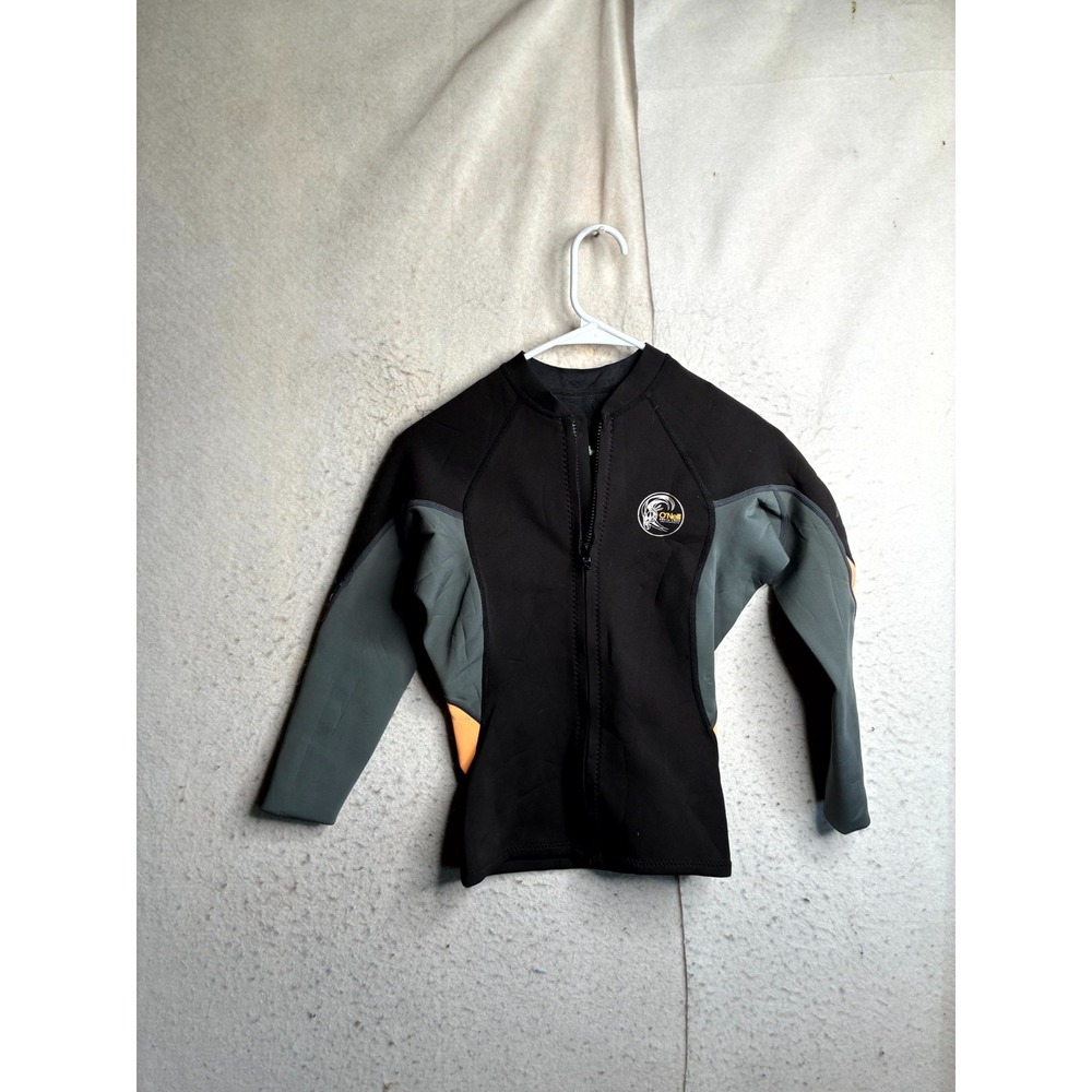 O'Neill Bahia 1mm Wetsuit Jacket Womens 8 Black Gray Full Zip Seamless Paddle